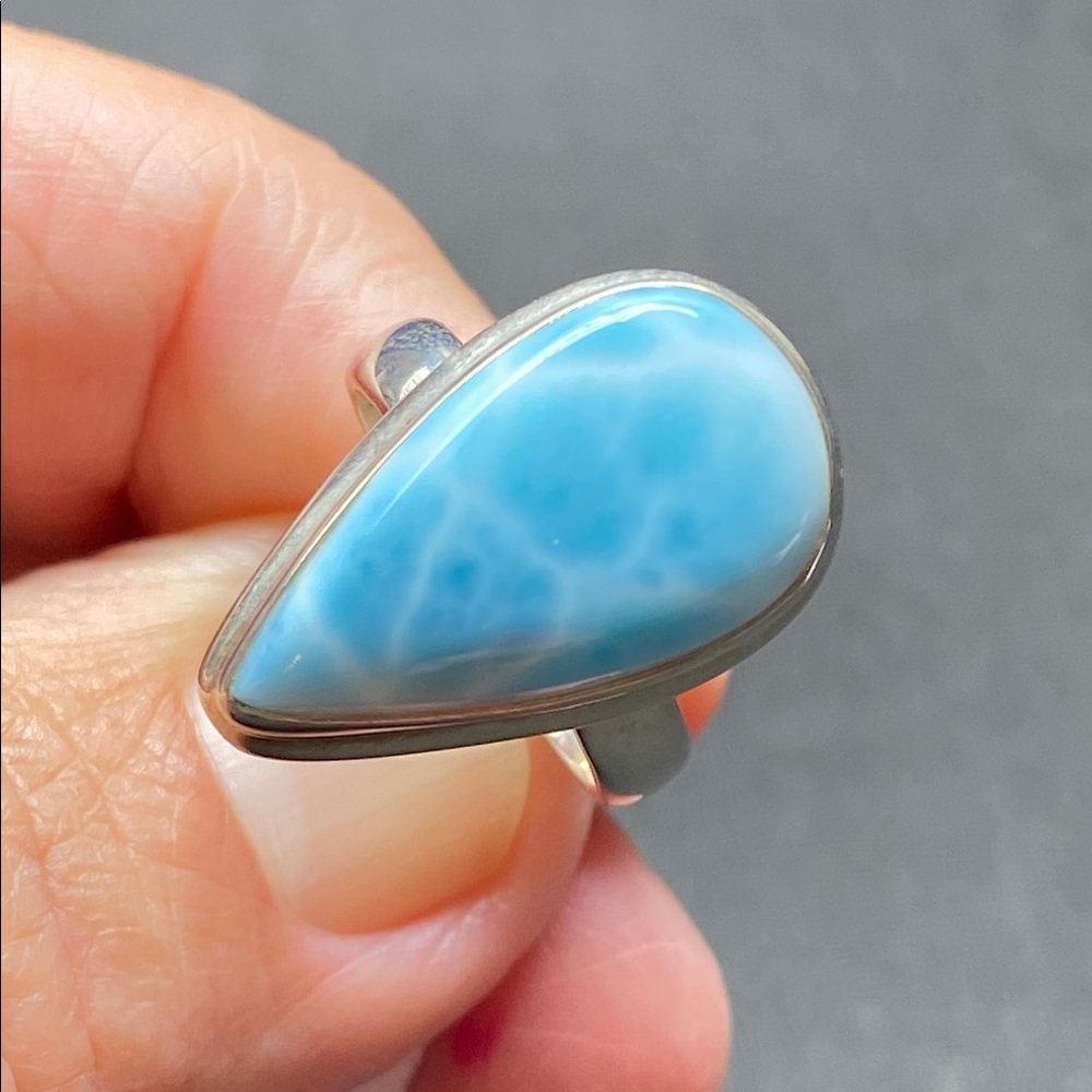 Larimar Ring Size 6 in Solid Sterling Silver 925 - Picture 4 of 9